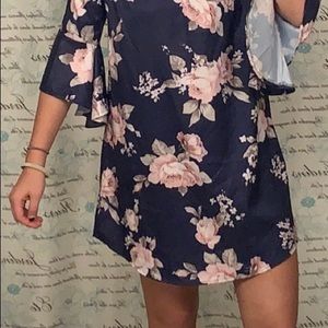 Blue floral flowy mini dress lightweight